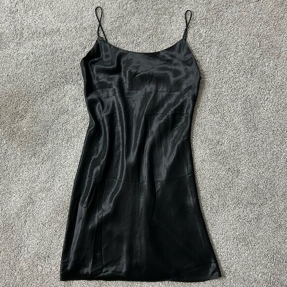 Vintage 90’s Black Satin Strappy Slipdress  by J.B.S. Ltd. size 10 - Picture 4 of 10